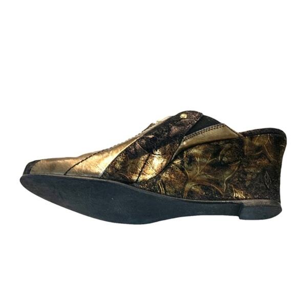 HELLE metallic gold snd browns size‎ 39 wedges. Leather uppers. Made in Spain. - Picture 8 of 11